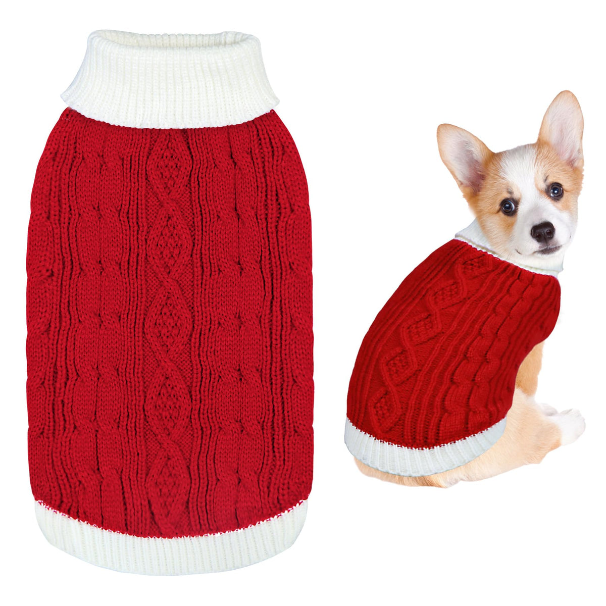 Red Knit Dog Sweater