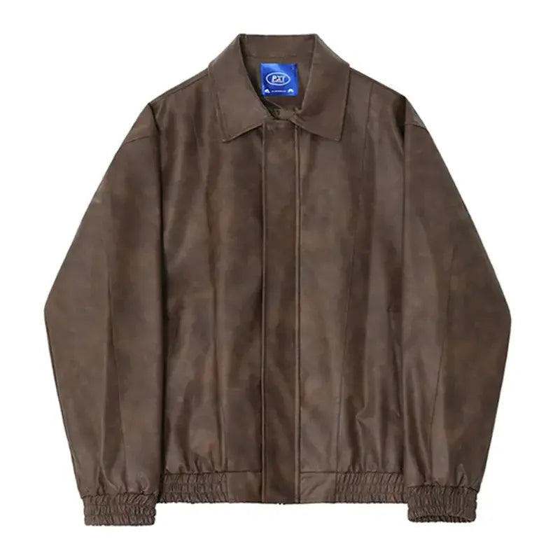 Korean Leather Zip Jacket