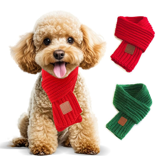 Knitted Christmas Pet Scarves — 2 Pack