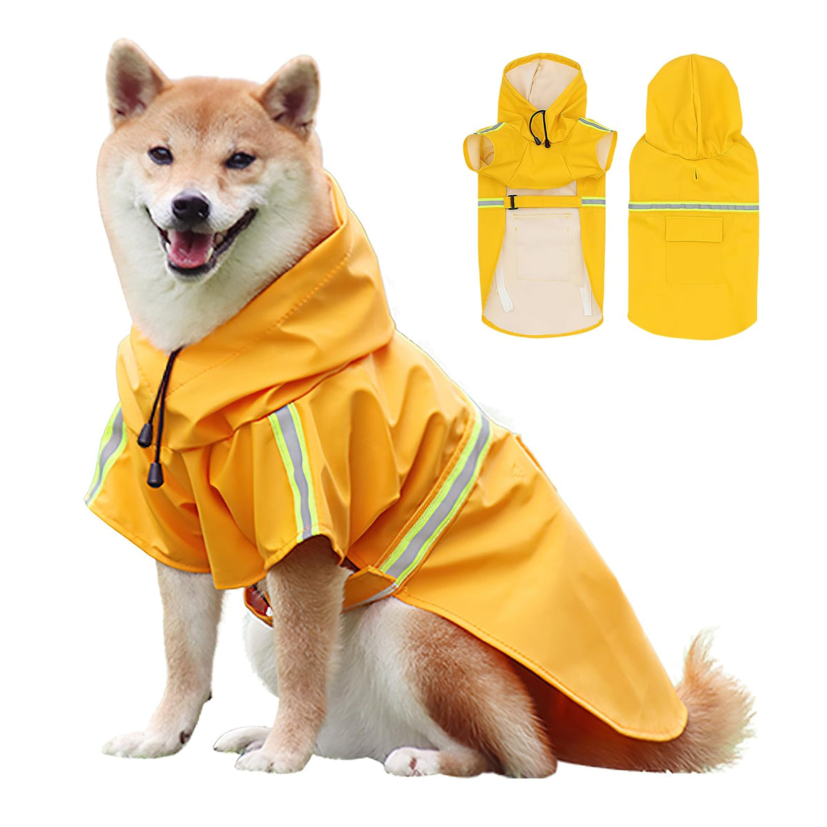 Reflective Hooded Dog Raincoat