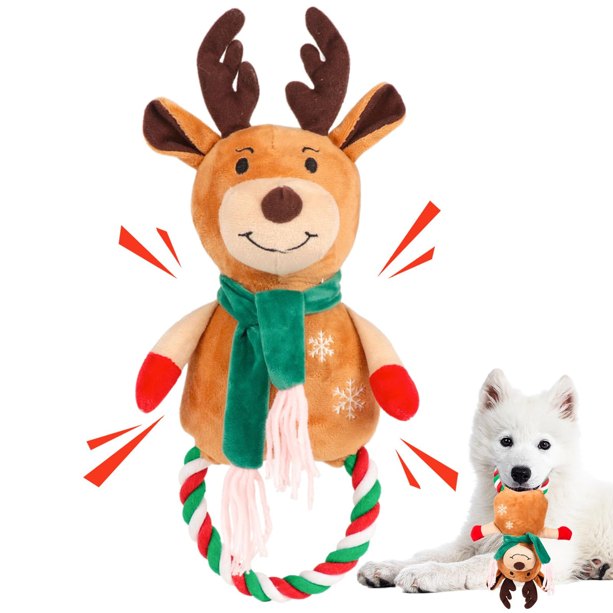 Christmas Reindeer Rope Dog Toy