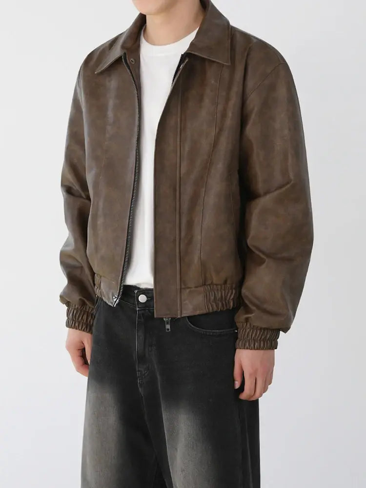 Korean Leather Zip Jacket