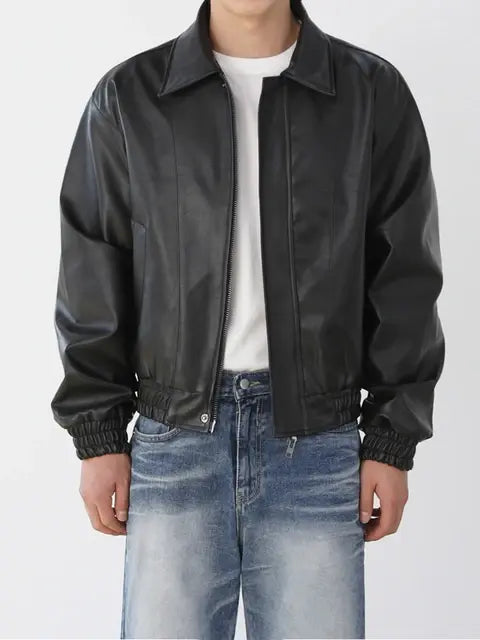 Korean Leather Zip Jacket