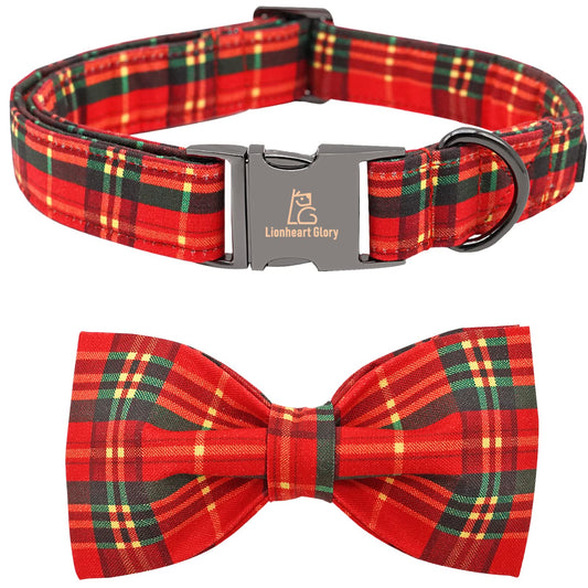 Christmas Plaid Bow Dog Collar
